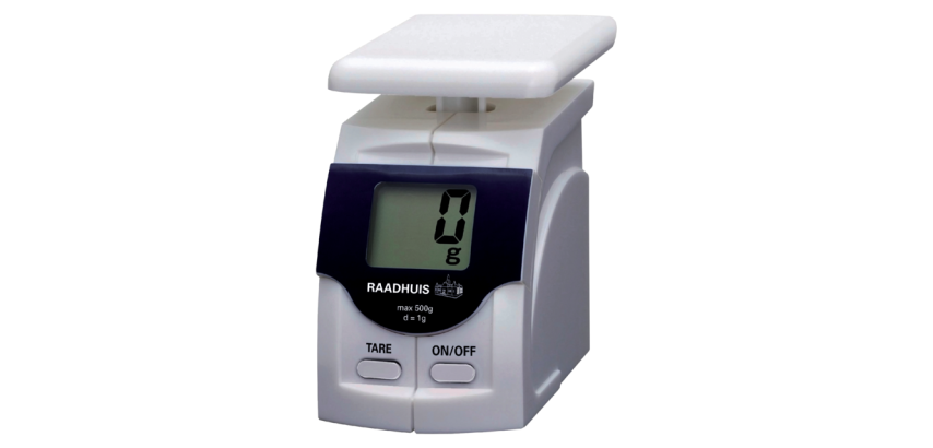Raadhuis letter scale up to 500g white plastic