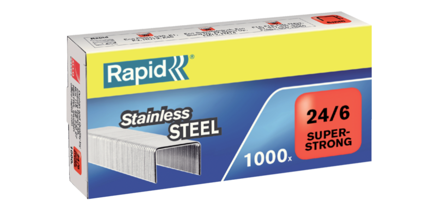 Agrafes Rapid 24/6 acier inox super strong 1000 pièces