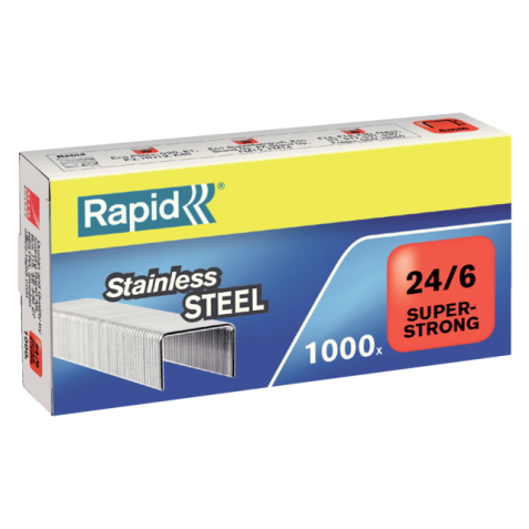 Agrafes Rapid 24/6 acier inox super strong 1000 pcs