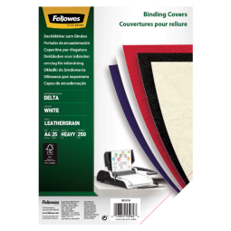 Couverture Fellowes A4 imitation cuir blanc 25 pièces