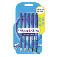 DE_Paper Mate stylo bille Flexgrip Ultra RT moyenne, blister de 5 pièces, bleu