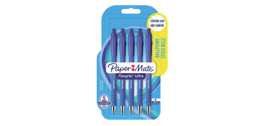 Balpen Paper Mate Flexgrip Ultra blauw medium 5 stuks bliste