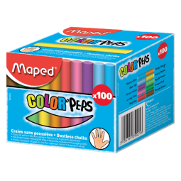 Craie tableau noir Maped Color'Peps boîte 100 pièces assorti