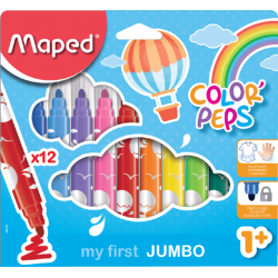 Maped feutre Color'Peps Jumbo Early Age, étui de 12 pièces, assorti