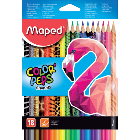 Crayon de couleur Maped Color'Peps Animals set 18 couleurs