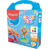 Maped vingerverf Color'Peps Early Age, doos van 4 potjes van 80 ml in geassorteerde kleuren