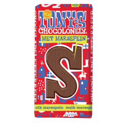Chocolat Tony's Chocolonely lait - pâte d'amande Lettre S 180g