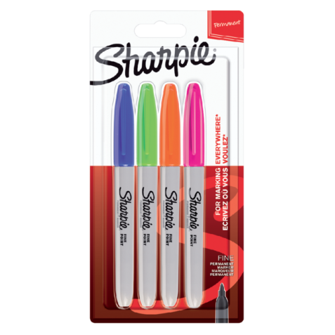 Viltstift Sharpie rond fine fun assorti blister à 4 stuks