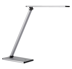 De_lampe bureau unilux led terra acier bras flexible 600 lumens 6w 4 niveaux intensité sans éblouissement coloris gris