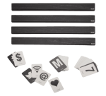 Shelf label security with letters and numbers, black