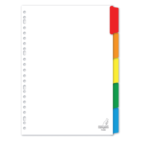 Intercalaires Kangaro 23 perf PK405M 5 onglets blanc carton