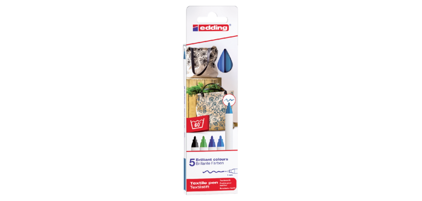 Textilmarker edding 4600 Rundspitze 1mm kalte Farben sortiert 5 Stück