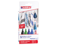 Marqueur Textile edding 4500 ogive 2-3mm couleurs froides assorti 5 pièces