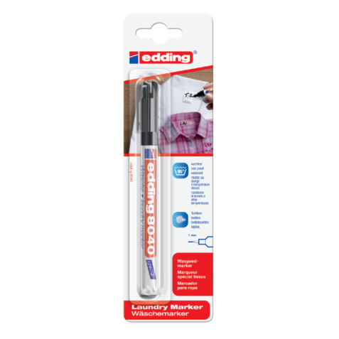 Wasgoedmarker edding 8040 rond 1mm zwart in blister