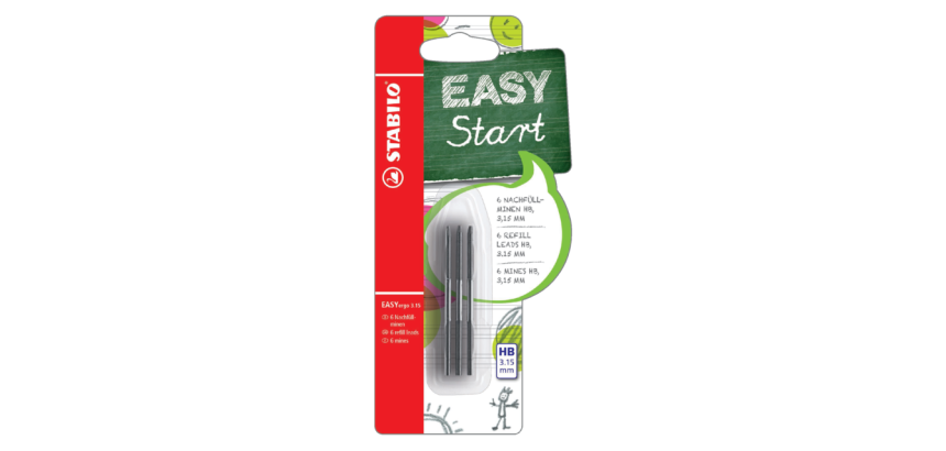 Potloodstift STABILO Easyergo refills HB 3.15mm blister à 6 stuks