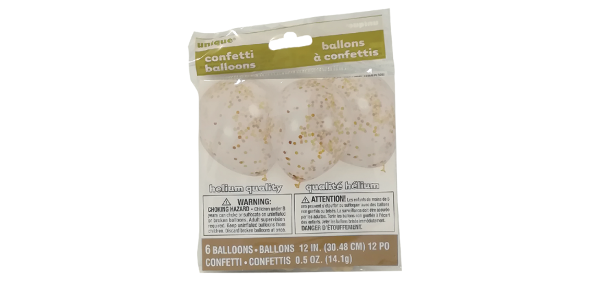 Ballon transparant met goud confetti 6 stuks 30cm