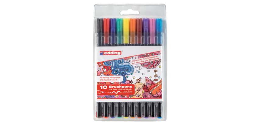 Edding 1340 brush pen set assorted case of 10 pieces