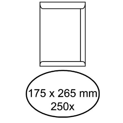 Envelop akte IEZZY 175x265mm zelfklevend 100gr wit 250 stuks