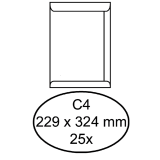 Envelop Hermes akte C4 229x324mm gegomd wit pak à 25 stuks