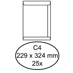 Envelop Hermes akte C4 229x324mm gegomd wit pak à 25 stuks