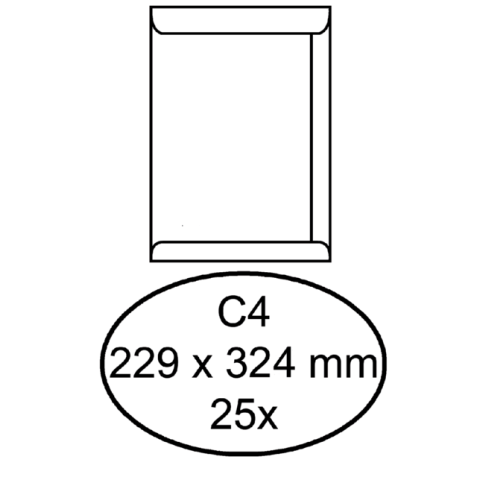 Envelop Hermes akte C4 229x324mm gegomd wit pak à 25 stuks