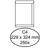 Envelop Hermes akte C4 229x324mm gegomd wit doos à 250 stuks