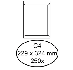 Enveloppe Hermes C4 229x324mm gommée blanc 250 pièces