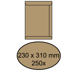 Envelop IEZZY akte 230x310mm zelfklevend 90gr bruin 250 stuks