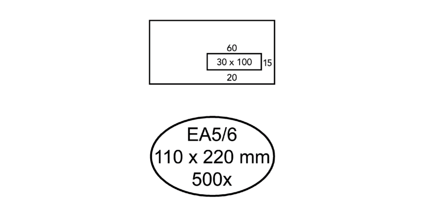 Hermes EA5/6 envelope 110x220mm right window 3x10 self-adhesive 500 pieces