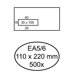 Envelop Hermes EA5/6 110x220mm venster 3x10links zelfkl 500