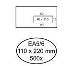 Hermes Envelope EA5/6 110x220mm left window 4x11 self-adhesive 500 pieces