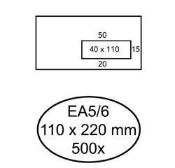Enveloppe Hermes EA5/6 110x220mm fenêtre gauche 4x11 autocollant 500 pièces