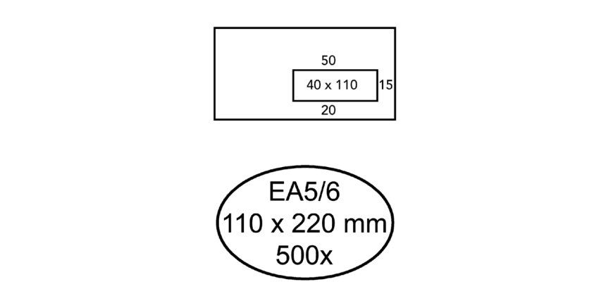 Hermes Envelope EA5/6 110x220mm left window 4x11 self-adhesive 500 pieces