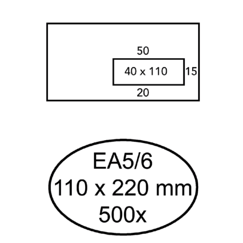 Envelop Hermes EA5/6 110x220mm venster 4x11rechts zelfklevend 500 stuks