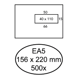 Enveloppe Hermes EA5 156x220mm fenêtre droite 4x11 autocollante 500 pièces