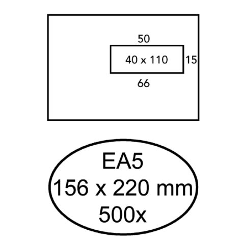 Envelop Hermes EA5 156x220mm venster 4x11 rechts zelfklevend 500 stuks