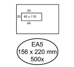 Hermes Umschlag EA5 156x220mm Fenster links 4x11 selbstklebend 500 Stück