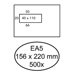 Enveloppe Hermes EA5 156x220mm fenêtre gauche 4x11 gommée 500 pièces