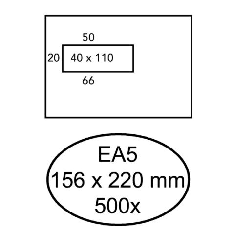 Envelop Hermes EA5 156x220mm venster 4X11links 500 stuks