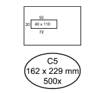 Enveloppe Hermes C5 162x229mm fenêtre gauche 4x11 autocollante 500 pièces