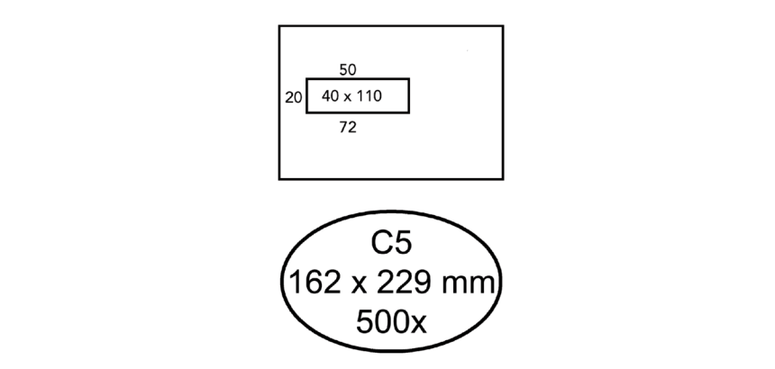 Enveloppe Hermes C5 162x229mm fenêtre gauche 4x11 autocollante 500 pièces