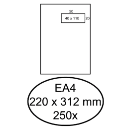 Enveloppe Hermes EA4 220x312mm fenêtre droite 4x11 AC blanc 250 pièces