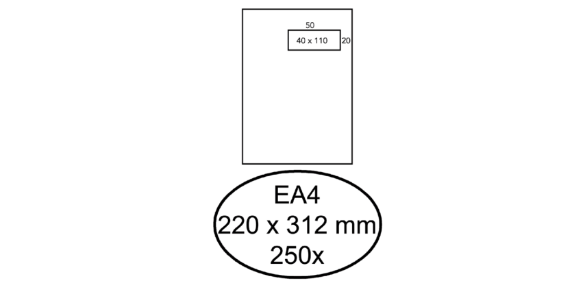 Hermes Umschlag EA4 220x312mm Fenster rechts 4x11 AC weiß 250 Stück