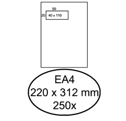 Enveloppe Hermes EA4 220x312mm fenêtre gauche 4x11 AC blanc 250 pièces