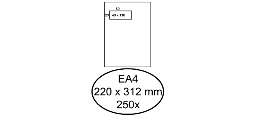 Hermes EA4 Envelope 220x312mm left window 4x11 AC white 250 pieces