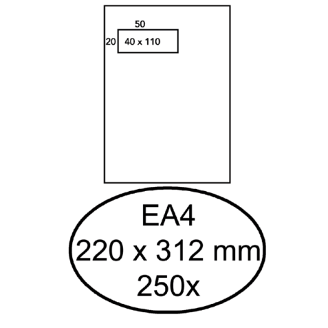 Enveloppe Hermes EA4 220x312mm fenêtre gauche 4x11 AC blanc 250 pièces