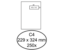 Envelop Hermes akte C4 229x324mm venster rechts 4x11cm zelfklevend wit doos à 250 stuks