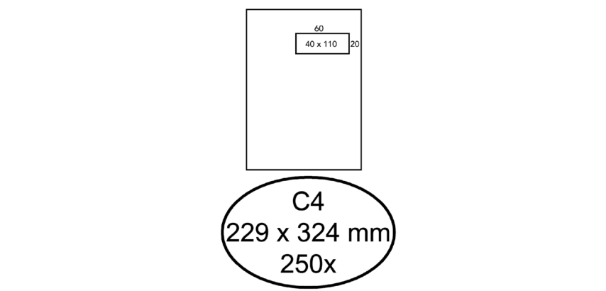 Hermes Envelope C4 229x324mm right window 4x11 AC 250 pieces
