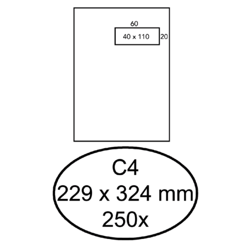 Enveloppe Hermes C4 229x324mm fenêtre droite 4x11 AC 250 pièces