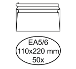 Hermes-Umschlag EA5/6 110x220mm selbstklebend weiß 50 Stück